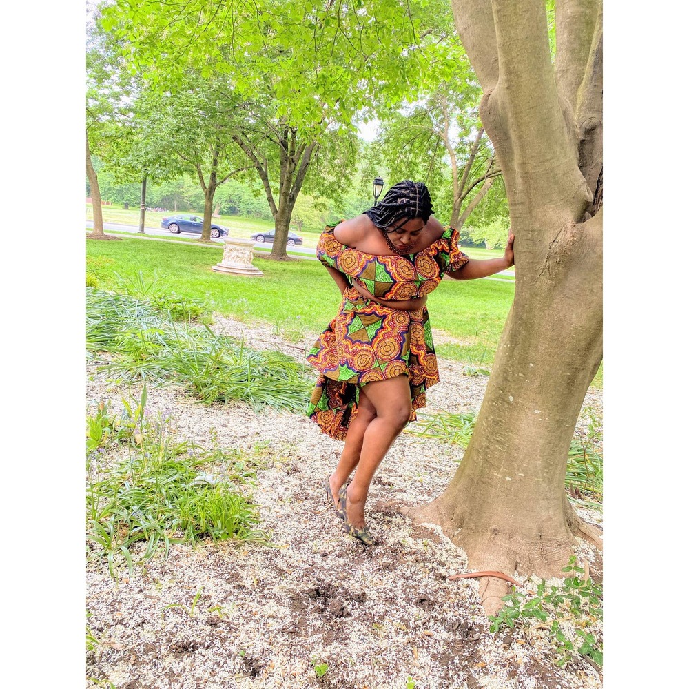 2 Piece African Print Ankara Wax Fabric Crop Skirt Set Date Night